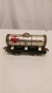 Vintage Marx 553 Santa Fe Middle States Oil Tanker, O Scale Tinplate Model Train Car