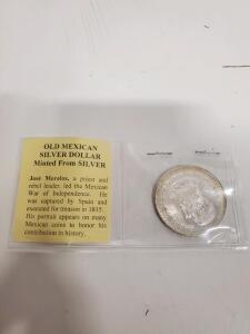 1947 Mexican Un Peso Silver Coin Jos&eacute; Morelos