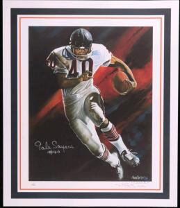 Gale Sayers Signed Limited Edition Lithograph JSA ( James Spence Authentication) Certified Signed by Gale Sayers And Artist Ron Bailey