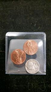 2009-D Lincoln Cents Pair & 1940 Mercury Dime, U.S. Mixed Coin Lot, Circulated, in Sleeve