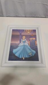 Disney Framed Wall Art 16"x20" Cinderella Ballroom Scene White Frame with Hanging Hardware