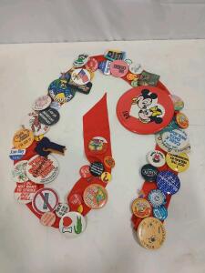 Large Vintage Pinback Button Lot: Event, Pop Culture, Disney, Promotional & Slogan, 1970s-1990s