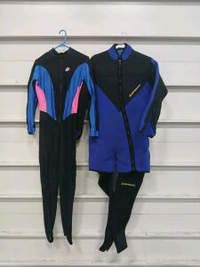 Performance Custom 6mm Full Dive Wetsuit L w/ Boots & Blue/Pink Full Suit &ndash; Large