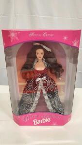 Barbie Winter Fantasy Special Edition 1996, Collector Doll in Burgundy & Silver Gown, Mattel