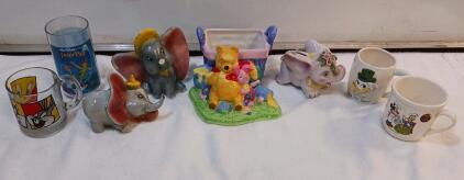 Vintage Disney Dumbo Figurines, Winnie the Pooh Planter, Donald Duck, Peter Pan, Looney Tunes Mugs 1950-1990