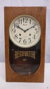 Centurion 35-Day Mechanical Regulator Wall Clock, Oak Case, Korea, 24"x15"