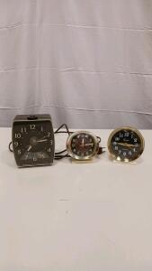 Vintage Alarm Clock Lot &ndash; GE Electric, Westclox Baby Ben USA, Equity Minibell Wind-Up Metal