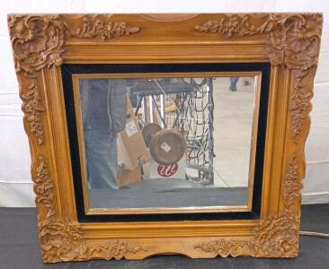 Ornate Baroque/Rococo Style Carved Wood Wall Mirror, Approx. Medium Brown Finish