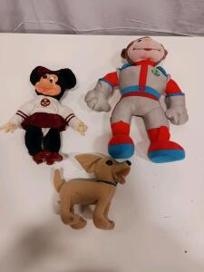 Disney Minnie Mouse Cheerleader Plush, Tan Dog Stuffed Toy, Astronaut Monkey Plush Set