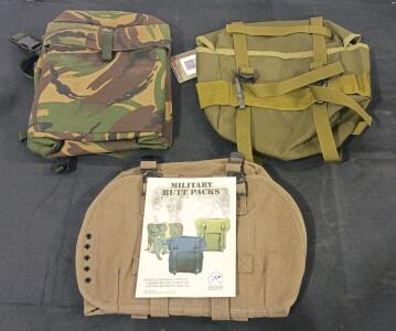 (3) Rothco Military Butt Pack Model 9108, Khaki, Camouflage Canvas, 9"x8.5"x6", Heavy Duty Utility Field Pouch New