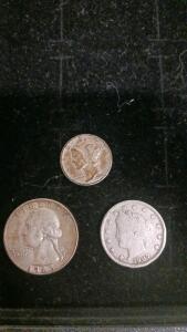 Mercury Dime 1944, Washington Quarter 1963-D Silver, Liberty Head "V" Nickel 1907 Lot