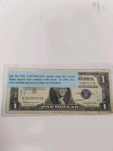 1957 B $1 Silver Certificate Blue Seal &ndash; X15285023A, US Treasury Note, Circulated, Collectible