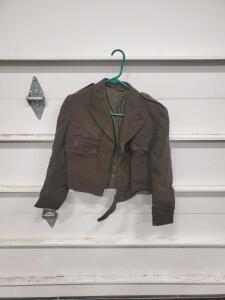 1940s U.S. Army WWII M1944 Ike Field Jacket, Wool, Olive Drab, Epaulets, Belted, Lined