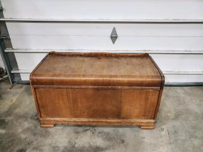 Vintage Wooden Storage Chest, Hinged Lid, Mid-20th Century, Brown