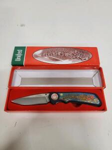 United Cutlery Limited Edition Pocket Knife 3633, Santa Sleigh, Confederate Flag, Boxed