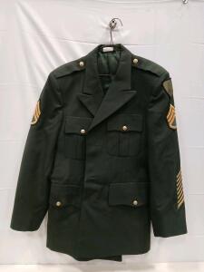 US Army Green Service Uniform Coat Class A, 91st Division, Staff Sergeant, 42R NSN 8405-01-330-7427