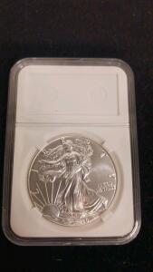 2020 American Silver Eagle 1 oz .999 Fine Silver $1 Coin in Hard Plastic Slab