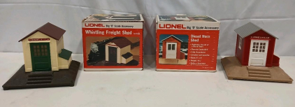 Lionel O Scale Whistling Freight Shed 6-2126 & Diesel Horn Shed 6-24115 with Boxes