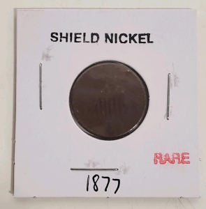 1877 Shield Nickel 5&cent; Copper-Nickel Coin, U.S. Mint, Low Mintage, Historic Collector's Piece