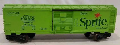Lionel O Scale Sprite Coca-Cola Boxcar 6-9743 CCBX 9743 Green Sliding Door Collectible Train Car