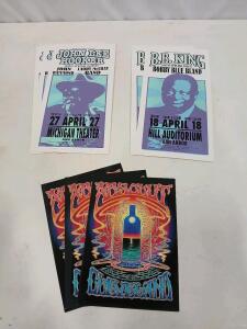 John Lee Hooker & B.B. King 1990s Ann Arbor Concert Posters + Absolut Cleveland Art Prints Lot