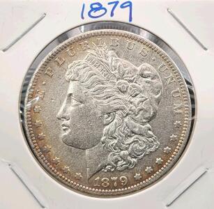 1879 Morgan Silver Dollar, U.S. Mint, 90% Silver, Philadelphia (No Mint Mark)