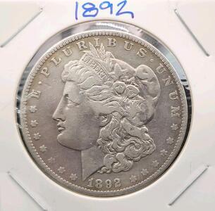 1892-O Morgan Silver Dollar, New Orleans Mint, 90% Silver, Circulated, Key Collector Coin