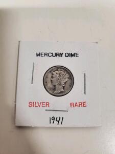 1941 Mercury Dime, 90% Silver, Adolph Weinman Design, Philadelphia Mint, U.S. Coin