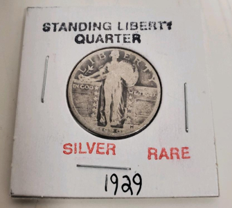 1929 Standing Liberty Quarter, 90% Silver, US Mint, Eagle Reverse, Circulated