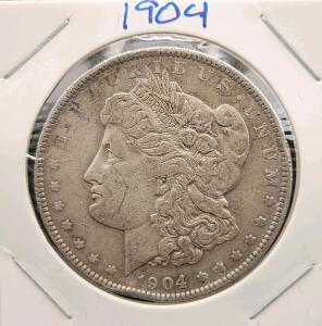 1904-O Morgan Silver Dollar, New Orleans Mint, 90% Silver, Key Collector Coin