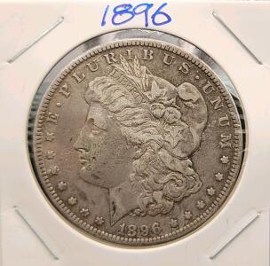 1896-O Morgan Silver Dollar, 90% Silver, New Orleans Mint, Circulated