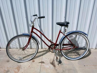 Murray Monterey Women's Red Cruiser Bike 26" Wheels Steel Frame Coaster Brake Chrome Fenders