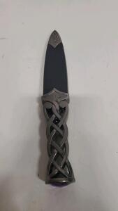 Celtic Knot Decorative Dagger With Purple Gemstone Pommel