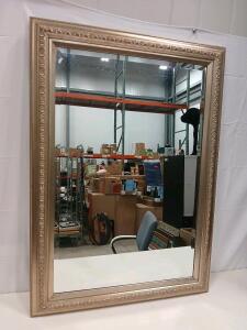 Ornate Wall Mirror, Antique Silver-Gold Wood Frame, 40"x32", Decorative Baroque Style