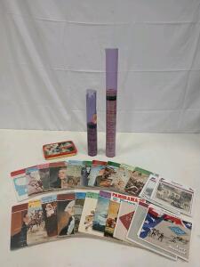 Vintage Story of America Cards, 2 Sealed Coca-Cola Playing Card Decks, 90+ Pogs, Collectible Tin