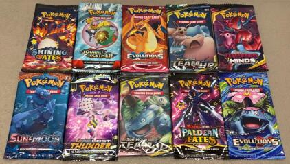Lot Of 10 Pok&eacute;mon Booster Packs Reproduction Replicas