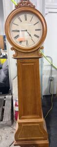 Quartz Grandfather Clock&mdash;Wood Case, Ornate Carving, Battery Powered, 72&ndash;76 in Tall, Made in China