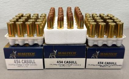 Magtech .454 Casull Ammo, 60 Rounds, 225gr SCHP, 240gr SJSP-FLAT, 260gr SJSP, Brass Cases