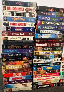 Large VHS Movie Tape Collection - Mixed Titles: Jurassic Park, The Mummy, Beetlejuice, Karate Kid+