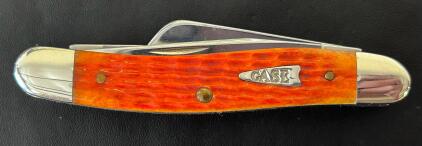 Case 6318 Stockman Folding Knife, 3 Blades, Chrome Vanadium Steel, Amber Bone Handle