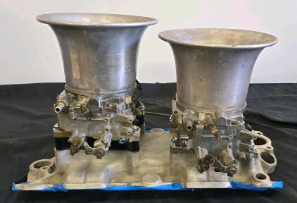 Chevy Small Bliock 48 IDA Dual Carburetors w/ Offenhauser Intake Manifold & Velocity Stacks - Serial 1405 0751