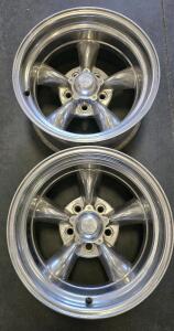Set of 2 Classic 5-Spoke Alloy Wheels, 16", Polished Finish