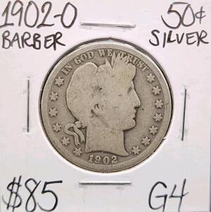 1902-O Barber Half Dollar 90% Silver, G4 Grade, New Orleans Mint