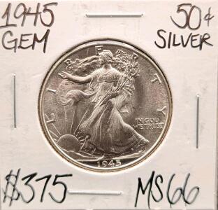1945 Walking Liberty Half Dollar MS66