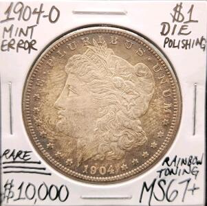 1904-O Morgan Silver Dollar, Mint Error Die Polishing
