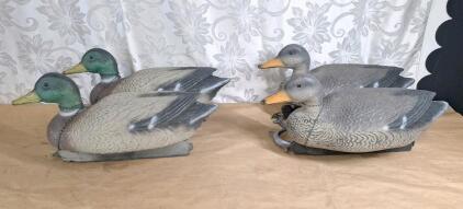 (2) Pair Of Vintage Mallard Drake Duck & Hen Decoys