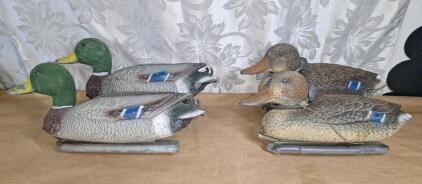 (2) Pair Of Vintage Mallard Drake Duck & Hen Decoys