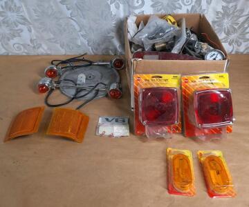 (2) Stop/Turn/Tail Lights, (2) Clearance Marker Lights & Assorted New & Used Automotive Hardware & Parts