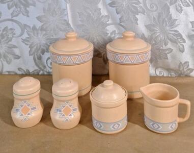 (1) 6-Piece Vintage Treasure Craft Southwestern Canister Set