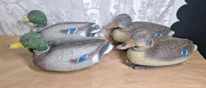 (2) Pair Of Vintage Mallard Drake Duck & Hen Decoys